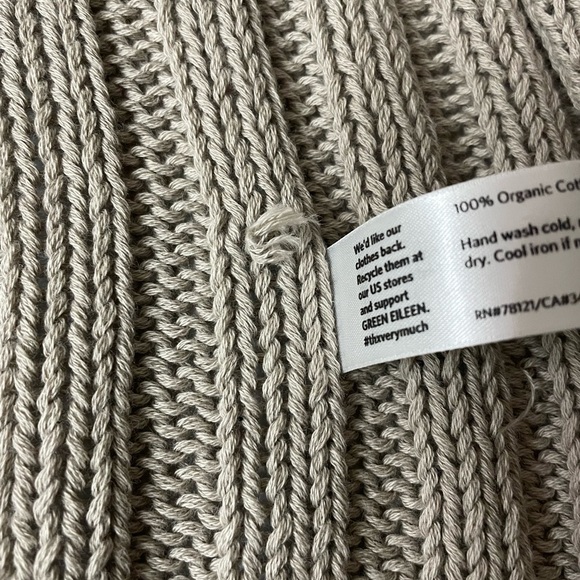 Eileen Fisher Angle Front Cardigan Tan Wheat Open Knit Size XL Neutral Lagenlook - Picture 6 of 6